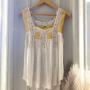 Free People Yellow/Cream Knitted Tank, M